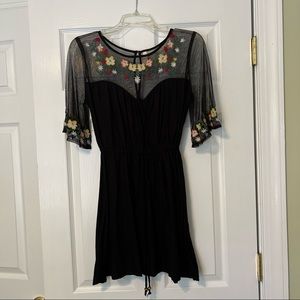 True Destiny black sheer embroidered dress S